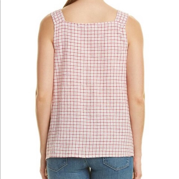 Max Studio Top Red Plaid Linen Blend Tank - Picture 2 of 6